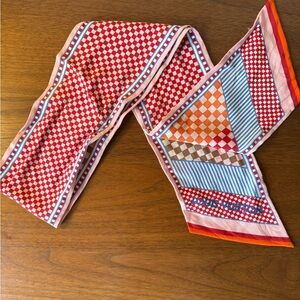 Louis Vuitton Red and Orange Scarves and Wraps with Colorful Patchwork Design